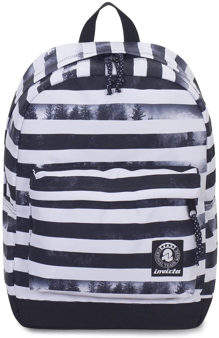 Invicta S.P.A. Backpack - Carlson - Black and White - Padded Laptop Pocket - American 27 L, One Size