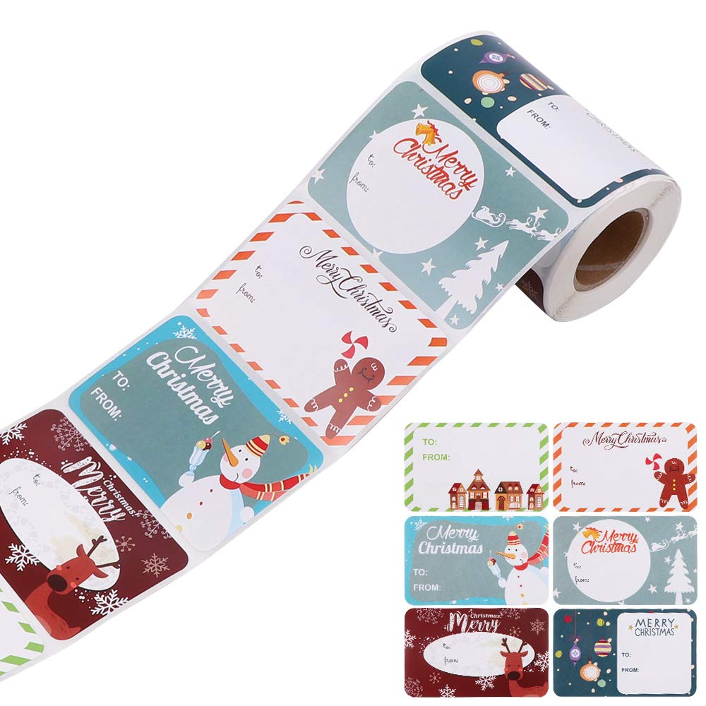 Xmas Tag Stickers 250pcs Rolls Christmas Self Adhesive Gift Stickers