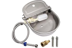 Lucky Farm Automatic Cattle Waterer Horse Sheep Goat Pig Dog Water Trough 4 in1 Livestock Watering Equipment (Water Bowl& Pipe &Adaptor &Mounting Screws)
