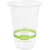 World Centric Compostable Clear Cold Cups, 16 Oz (Pack of 100), PLA Beverage Cup Made from Plants and Minerals, Sustainable, Strong, Perfect for Iced Coffee, Iced Tea & Smoothies