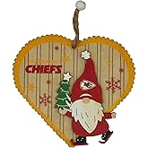 FOCO NFL Kansas City Chiefs Wooden Gnome Heart Ornament – Officially Licensed Holiday Decoration