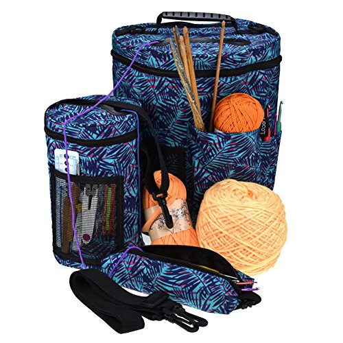 Whitelotous 3pcs/set Knitting Storage Barrel Bag Totes Easy To Carry for Crochet Hook Yarn Sewing Pouch High Capacity Home Organizer