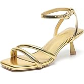 Amoji Women 2.5 Inch Kitten Heels Two Strap Party Wedding Dress Shoes FZ327