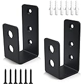 Door Barricade Brackets, 2 Pack 2x4 Door Barricade Brackets Door Security Barricade Brackets Bar Security Holder for Home, Barn, Shed, Garage, Gate to Security Door Reinforcement Fits 2x4 Bars, Black