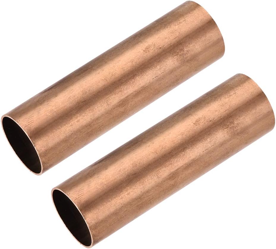 sourcing map Copper Round Tube, 30mm OD 1mm Wall Thickness 100mm Length Straight Pipe Tubing 2 Pcs, 30mm x 1mm x 100mm