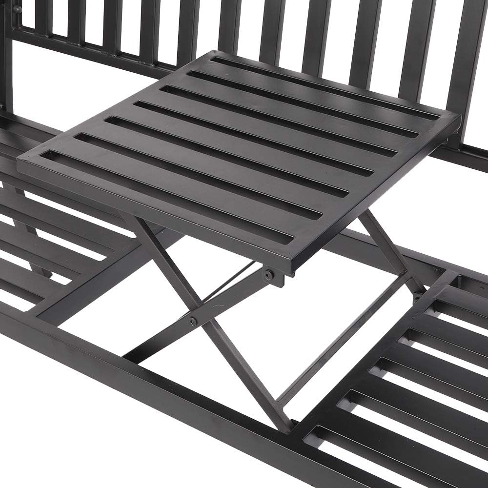 VINGLI 59" Patio Garden Bench Table Outdoor Metal Park Benches,Cast Iron Steel Frame Chair Porch Path Yard Lawn Decor Deck: Kitchen & Dining