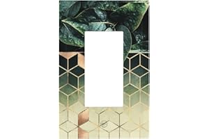 SPTVAN Marble Green Leaves Decorative Single Rocker/Decora Light Switch Cover Electrical Wall Plate Cute Switchplate for Kids Girl Bedroom Bathroom Room Home Decor 1 Gang Faceplate Mid-size