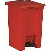 Rubbermaid Commercial Products Legacy Step-On Can, Red, 12-Gallon | Hands-Free Step-On Pedal, Slow-Close Lid, Puncture-Resistant All-Plastic, for Hospitals/Lab/Patient Rooms/Doctor's Office