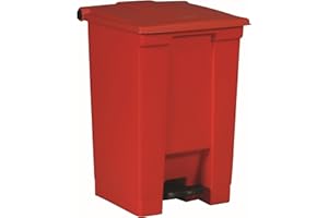 Rubbermaid Commercial Products Legacy Step-On Trash Can/Container, 12-Gallon, Red, Hands-Free Sanitary Use Garbage Can for Medical Waste in Hospitals/Lab/Emergency/Patient Rooms