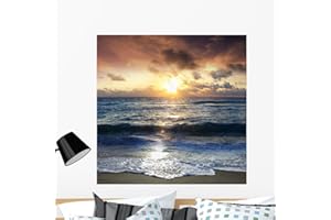 Wallmonkeys Scenic Sunrise on The Beach Wall Decal Peel and Stick Graphic, 36 x 36