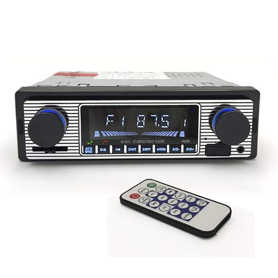 HERCHR Autoradio-Player Bluetooth mit Doppelknopf USB/SD / MP3 12 V Retro Fashion Vintage Audio AUX Classic Stereo Fahrzeug R