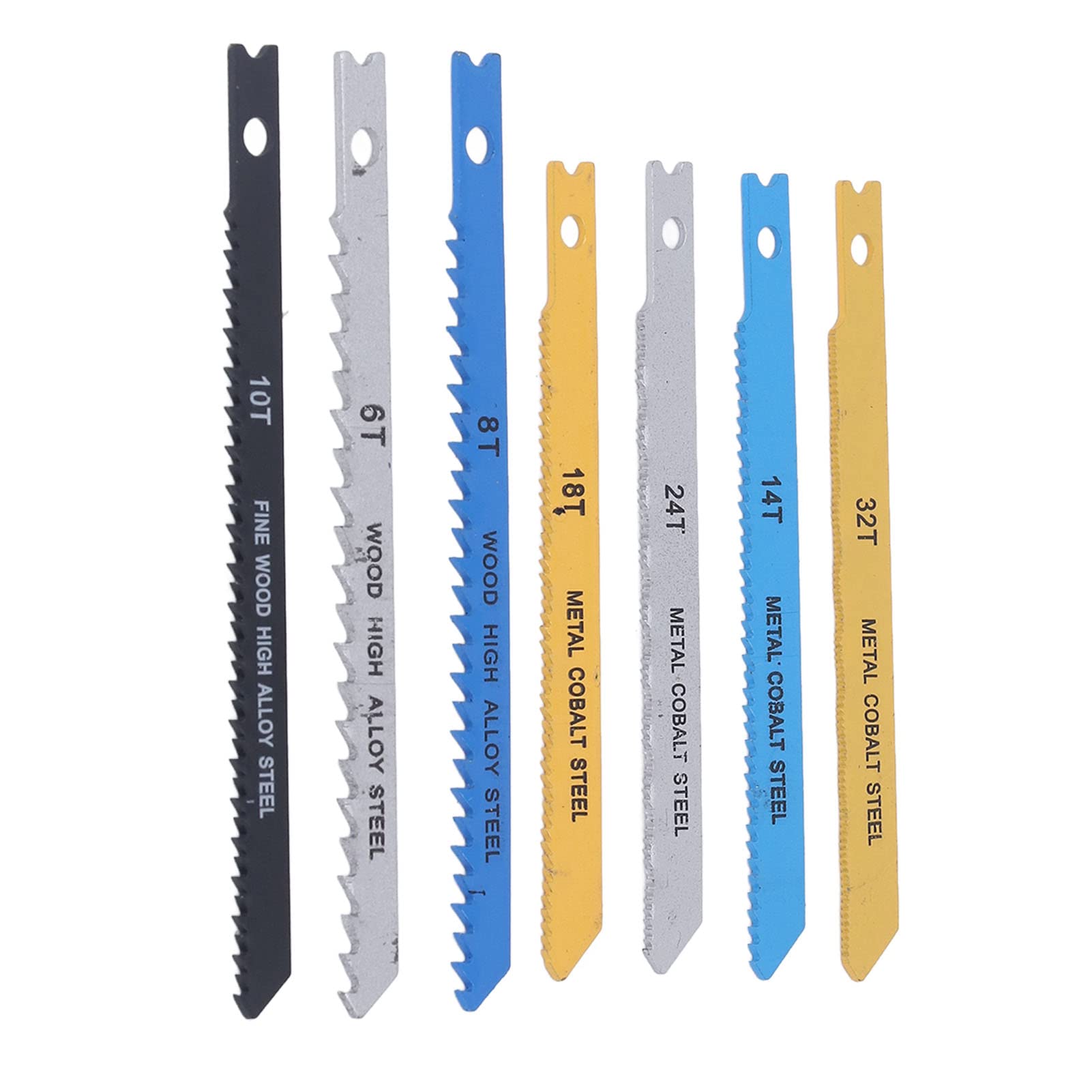 70 Pcs Jigsaw cutter Set 6TPI 8TPI 10TPI 14TPI 18TPI 24TPI 32TPI High Carbon Steel Assorted U Shank Jig Saw cutters for Wood Plastic Metal Cutting with Storage Case