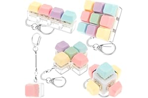 5 Pcs Adult Keyboard Fidget Toys, Portable Mechanical Keyboard Keychain Toy, Decompression Toys, Funny Cube Key Button Stress