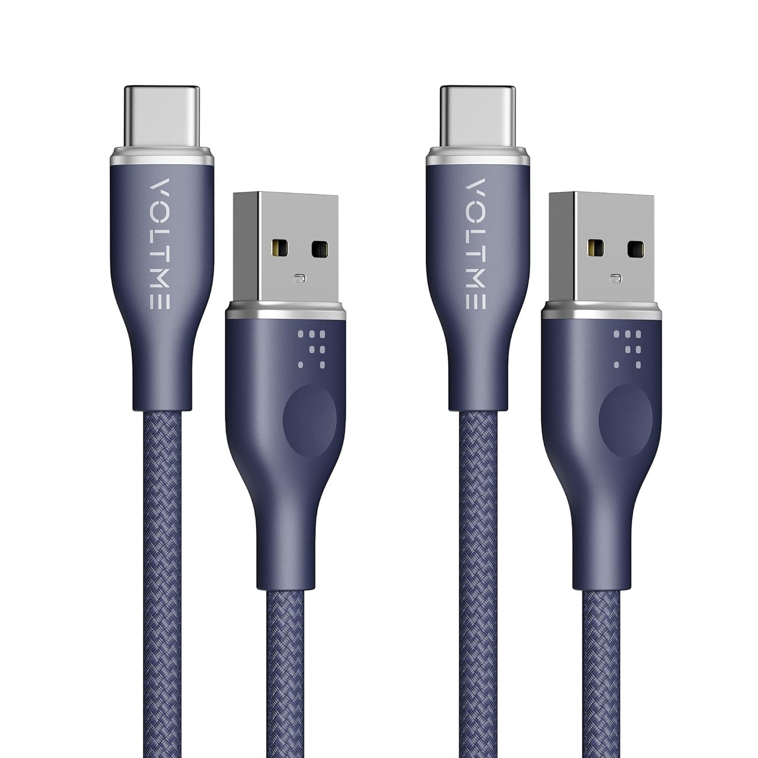 VOLTME 2-Pack USB C Charger Cable 60W Type-C Charger Fast Charging 3A Lead Nylon Braided Compatible with MacBook Pro 2021 iPad Air 5 Galaxy S23 S22 Ultra Huawei P30 P40,Google Pixel 3.3ft/1.0M Blue