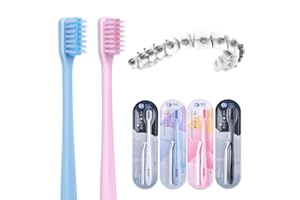 Y-Kelin V-Shaped Orthodontic Toothbrush for Braces Brackets 4 Count (Pack of 1) Soft Bristle with Inter Dental Brush