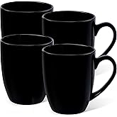 Urbanstrive 16 oz Large Coffee Mugs Set of 4 Ceramic Coffee Mug White Coffee Cups Tea Cups Idea Gift for Women Men House Warming Gifts New Home Office, 4 Pack (Black)