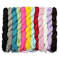 LolliBeads (TM) 12 Pcs of 80 Feet 1 mm Nylon Beading String or Knotting Cord, Assorted Multi Color