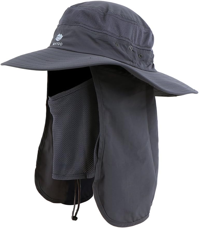 Anyoo Outdoor Neck Face Flap Hat UV Protection Wide Brim Cap Fishing Hunting Boating Hiking for Adults