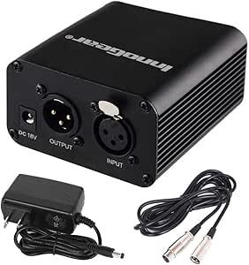 InnoGear 1- Channel 48V Phantom Power Supply with 10 Feet XLR Cable and Adapter for Any Condenser Microphone Music Recording Equipment