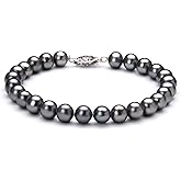 Black 6-7mm AA Quality Freshwater 925 Sterling Silver Cultured Pearl Bracelet For Women