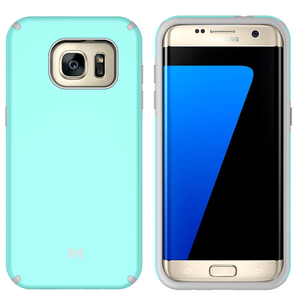S7 Edge Case, Galaxy S7 Edge Case, MagicSky Slim Corner Protection Shock Absorption Hybrid Dual Layer Armor Defender Protective Case Cover for Samsung Galaxy S7 Edge (Cyan)