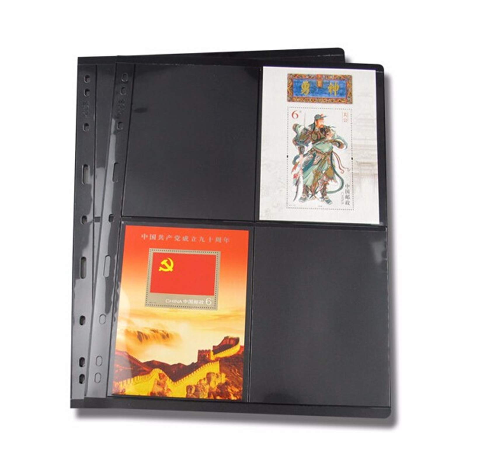 MUROAD Stamp Pages for Album Binder, 10 Sheet 4 Pockets Sleeves, Collector's Pack (4 Grids)