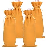 BOOPANREE 4 Pcs velvet wine bags, Wine Champagne Gift Bag With Drawstring,red Wine Drawstring Bottle Bags cloth for housewarming/party/birthday/wedding/bottle decoration bag (Khaki)