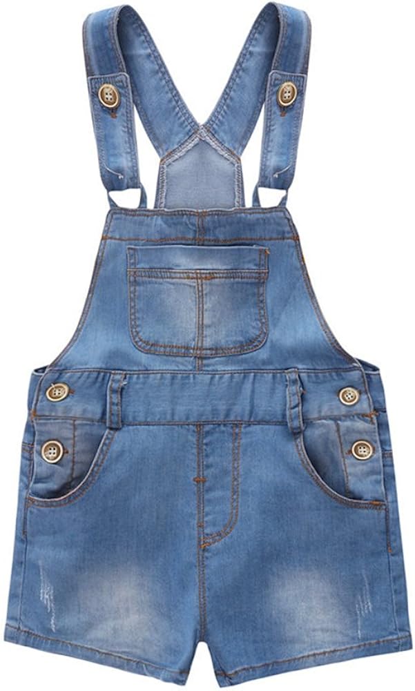 Kidscool Baby & Toddler Girls/Boys Big Bibs Ripped Hole Summer Jeans Shortalls: Clothing