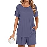 Findsweet Pajama Set for Women 2 Piece Lounge Set Soft Sleepwear Summer Casual Short Pjs Sets with Pockets M-3XL