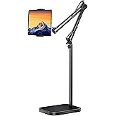 BluuSuuk Tablet Floor Stand with 5Kg Stable Base - Adjustable Height Stretchable Arm Swivel Holder Mount, Compatible with iPa