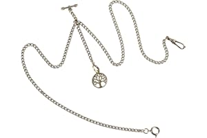 SUDESMO Pocket Watch Chain T-bar Chain Albert Chain with Life Tree Pendant