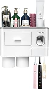 ihave Toothbrush Holder with Dispenser & Storage Tray - 2 Cups view 8