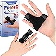Trigger Finger Splint Knuckle Brace: 2 Pieces Adjustable Finger Padded Straightener for Right and Left Hand Index Middle Ring Pinky Support for Alleviating Finger Locking Popping Bending Stiffness