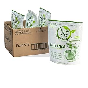 PURE VIA Stevia Sweetener, Granulated Sweetener, Sugar Substitute, Zero Calorie Natural Sweetener, 16 Ounce (Pack of 4)