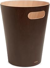 Umbra Woodrow 2 Gallon Modern Wooden Trash Can Espresso Natural
