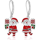 Santa Claus Earrings for Women Sterling Silver Christmas Earrings Gift Holiday Santa Festive Jewelry for Women