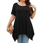 POPYOUNG Women Tunic Spring Summer Short Sleeve Long Shirts Tops with leggings