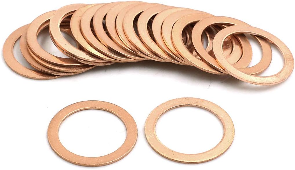 X AUTOHAUX 20 Pcs 22mm Inner Diameter Copper Washers Parts Flat Gasket Fitting - Image 3
