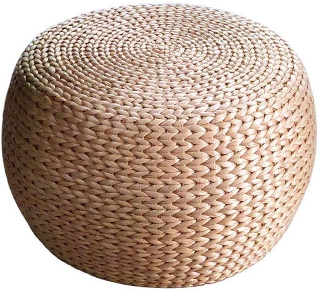 Round Straw Rattan Weave Pouf Primary Color Office and Family Sofa Bench Wine Ottoman Footstool (Size : 323242CM)