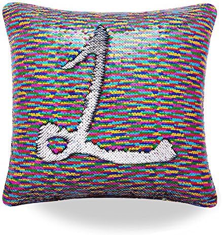 Livedeal Reversible Sequins Mermaid Pillow Cases 4040cm (Rainbow and Silver)
