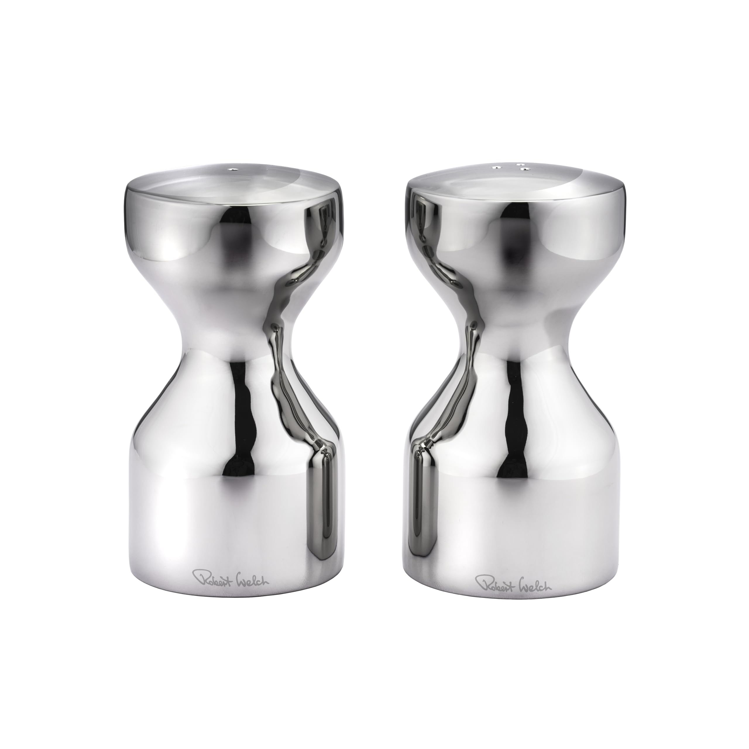 Robert Welch Limbrey Bright Salt & Pepper Shakers Set. Made from 18/10 Stainless Steel.