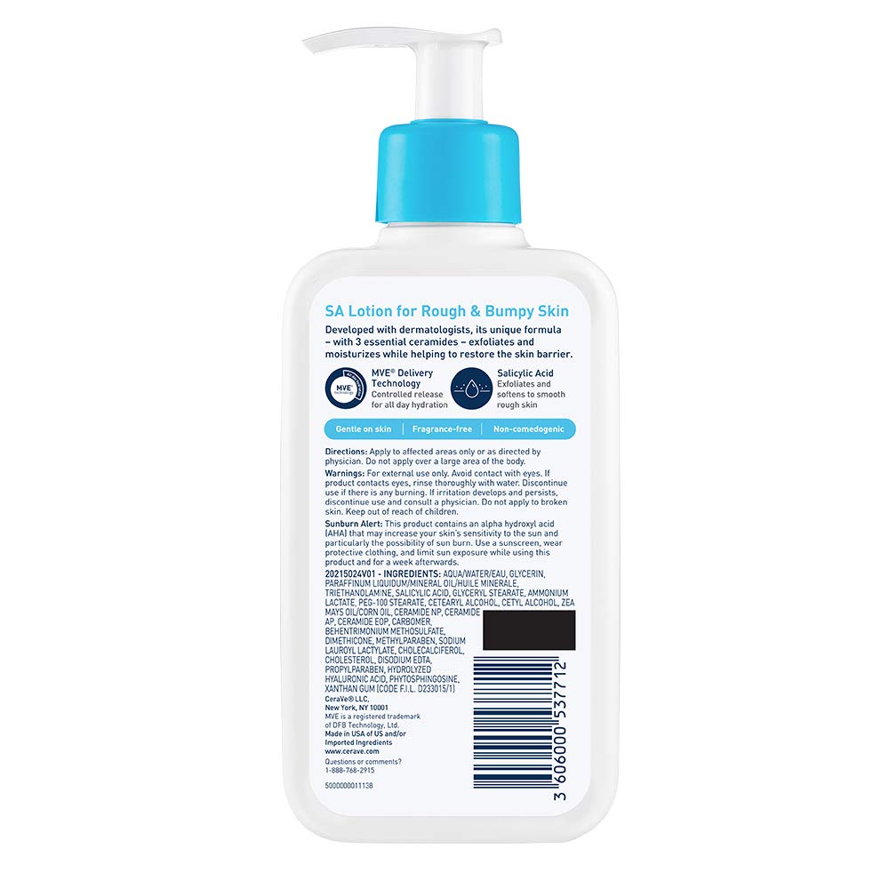 CeraVe SA Lotion for Rough & Bumpy Skin | 8 Ounce | Vitamin D, Hyaluronic Acid, Salicylic Acid & Lactic Acid Lotion | Fragrance Free: Garden & Outdoor