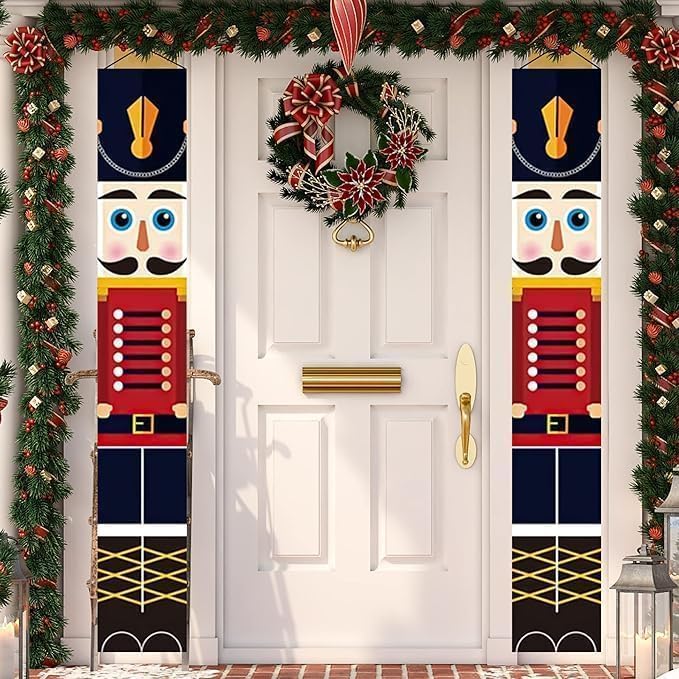 GloBrite Nutcracker Christmas Decorations - Nutcracker Soldier Model Hanging Banners - Christmas Door Decorations Outdoor Christmas Decorations for Holiday Party Wall Decor