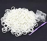 Rainbow Loom Rubber Bands 3000pcs with Crochet Hook and S_clips (White)
