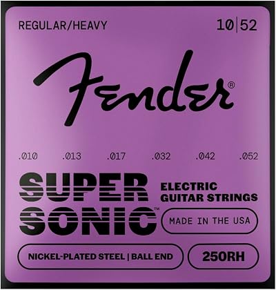 Fender Super 250 Electric Guitar Strings Nickel Ball End .010-.052 6-Pack