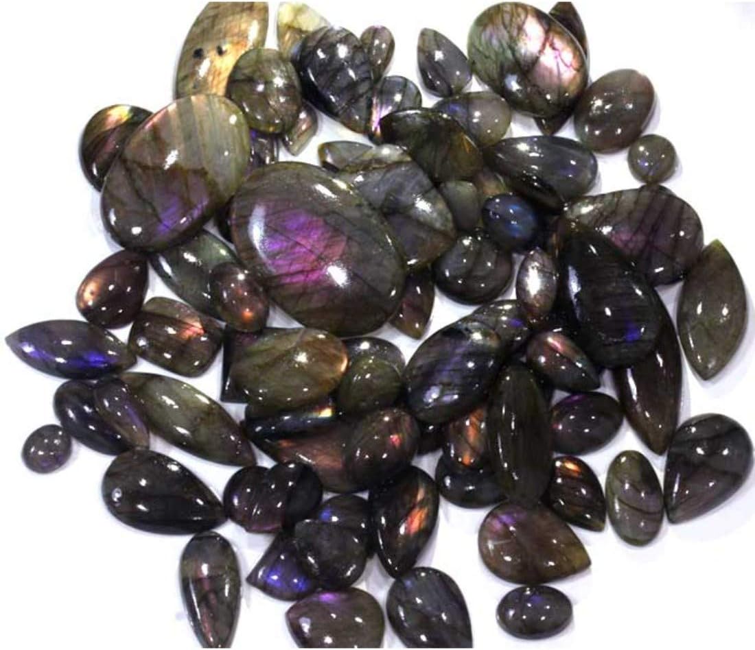 GemsIndustry 100CT Natural Purple Flash Labradorite Mix CABOCHON Gemstone LOT