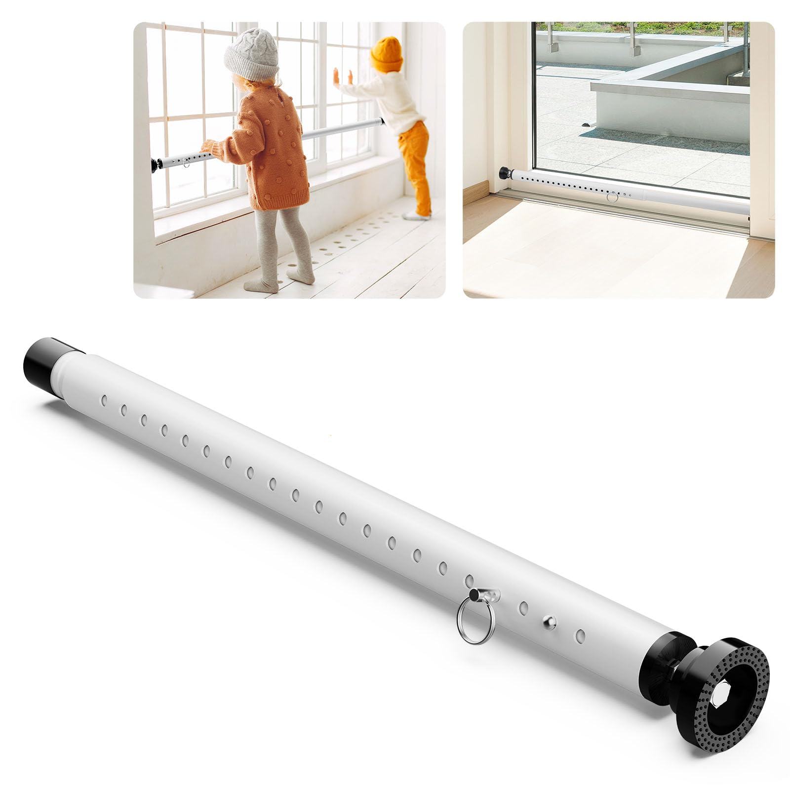 Photo 1 of Abiglifty Sliding Door Security Bar, 17-50inch Adjustable Window Security Bar with Rubber Tips, Heavy Duty Sliding Patio Door Security Bar,for Home Apartment Travel, White