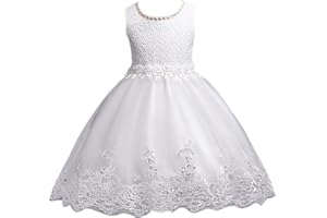 DreamHigh Flower Girl's Floral-Embroidered Pearl Embellished Evening Dress Up 3-10Y
