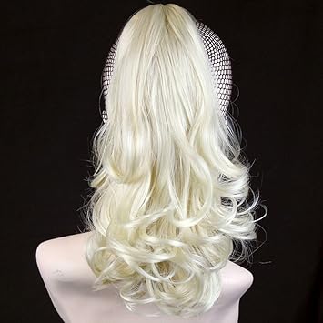 Bleach Blonde Curly Ponytail Hair Extension Jaw Claw Clip In