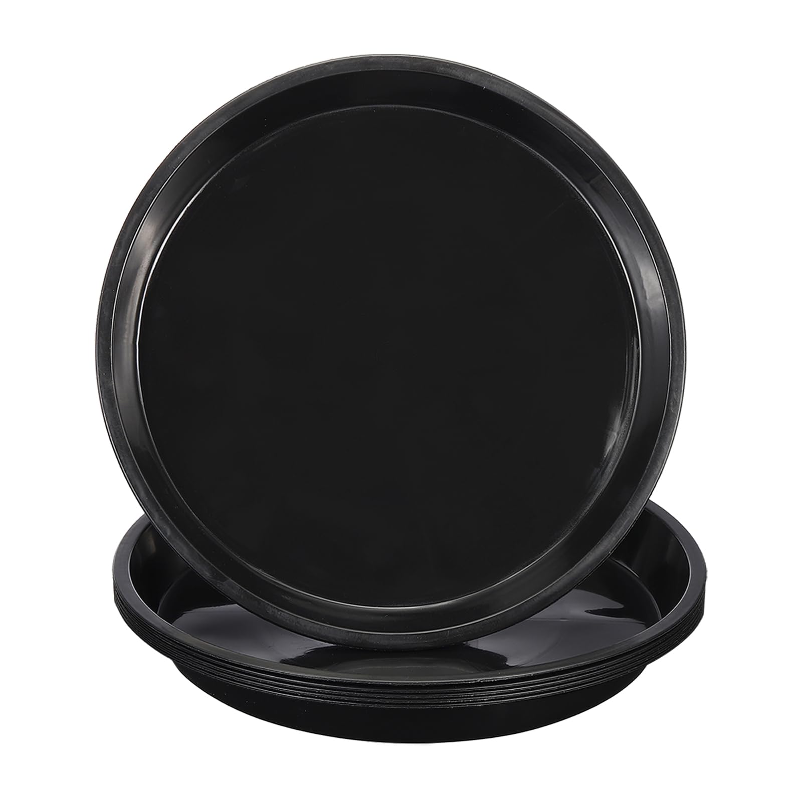 PATIKIL 6 Pack Plastic Plant Saucer, 16 Inch/41cm Plant Tray for Pots Round Plant Dish Plant Drip Trays Water Tray for Indoors Outdoors Garden, Black